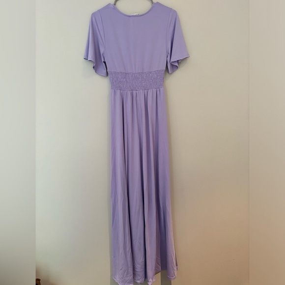 Maternity Maxi Dress with Slit and Short Sleeves - Picture 2 of 2